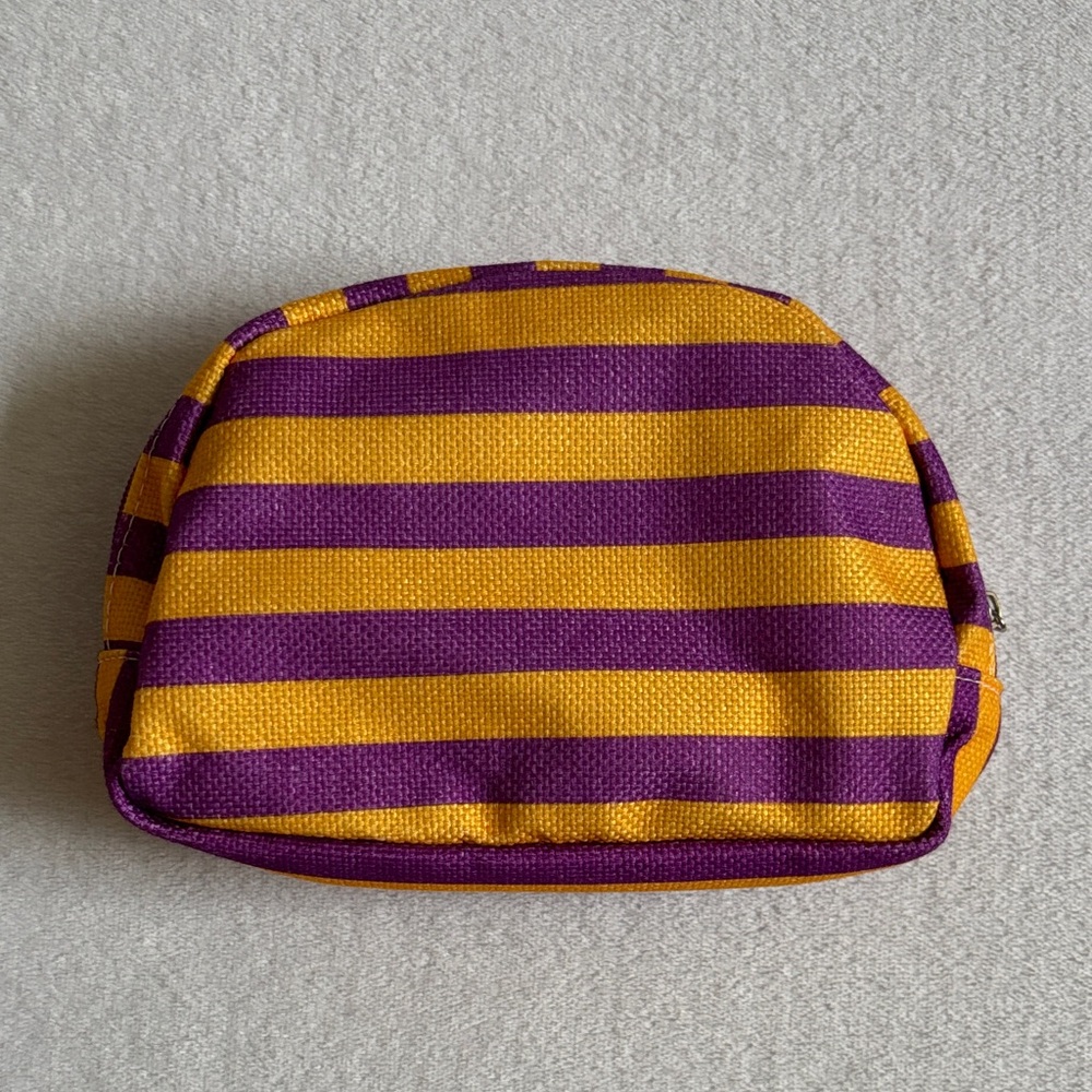 Striped Purple and Yellow Cosmetic Bag